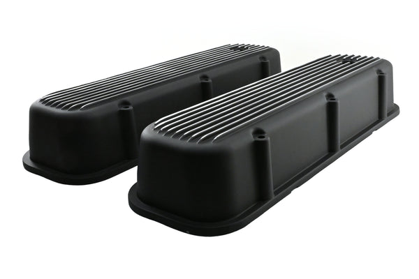 Aluminum Valve Covers with Bolt Kit Fits 1965–1995 Big Block Chevy BBC 396–502 – Tall – Finned – Black
