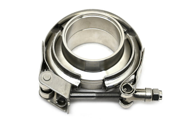 Interlocking V-Band Exhaust Clamp Kit with Male/Female Flanges – 1.75 Inch (45.2mm) 304 Stainless Steel