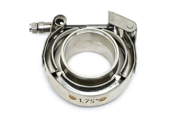 Interlocking V-Band Exhaust Clamp Kit with Male/Female Flanges – 1.75 Inch (45.2mm) 304 Stainless Steel