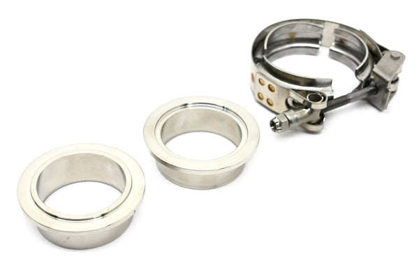 Interlocking V-Band Exhaust Clamp Kit with Male/Female Flanges – 2.25 Inch (57.9mm) 304 Stainless Steel
