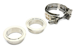 Interlocking V-Band Exhaust Clamp Kit with Male/Female Flanges – 4 Inch (102.4mm) 304 Stainless Steel