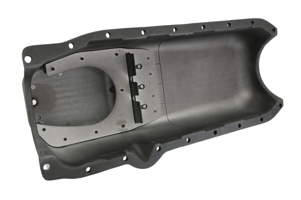 Black Aluminum Oil Pan | Retro Finned | 1980–1985 Chevy Small Block 262–400 | Stock Capacity | Baffled