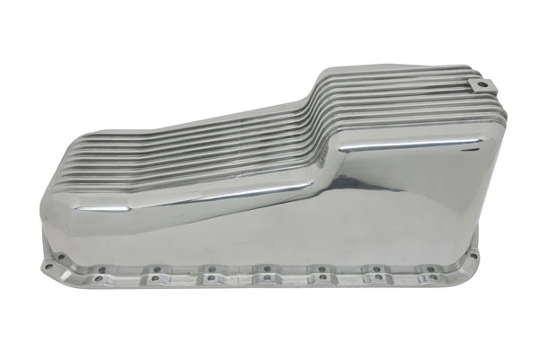 Polished Aluminum Oil Pan | Retro Finned | 1958–1979 Chevy Small Block 262–400 | Stock Capacity | Baffled