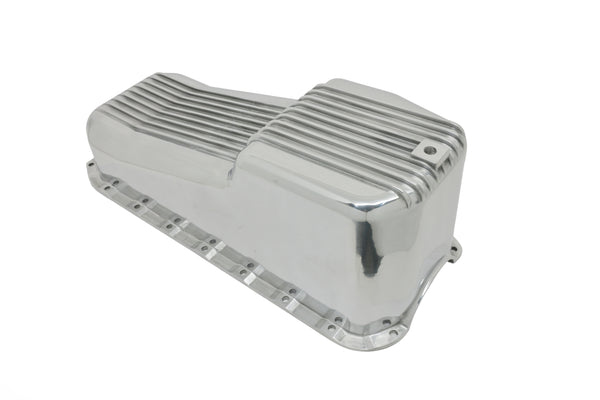 Polished Aluminum Oil Pan | Retro Finned | 1958–1979 Chevy Small Block 262–400 | Stock Capacity | Baffled