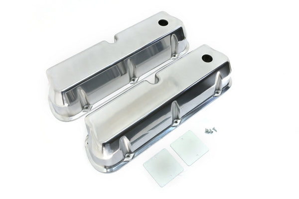 1962-85 FORD SMALL BLOCK 289-302-351W-5.0L TALL POLISHED ALUMINUM VALVE COVERS - SMOOTH