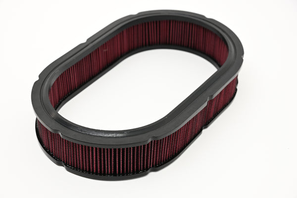 CFR Performance Cotton 12″ × 2″ Oval Washable Air Cleaner Filter – Red (Reusable / High Flow)