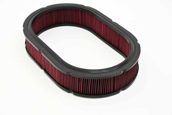 CFR Performance Cotton 12″ × 2″ Oval Washable Air Cleaner Filter – Red (Reusable / High Flow)