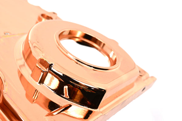 ALUMINUM CHEVY LS TWO PIECE TIMING CHAIN COVER W CAM SENSOR HOLE - COPPER