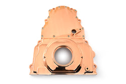ALUMINUM CHEVY LS TWO PIECE TIMING CHAIN COVER W CAM SENSOR HOLE - COPPER