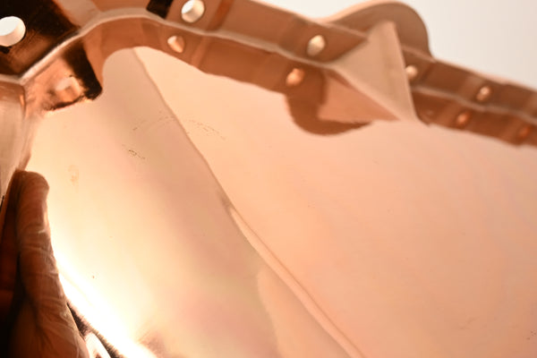 1986-02 CHEVY SMALL BLOCK 305-327-350 V8 ALUMINUM STOCK CAPACITY OIL PAN - RETRO FINNED - COPPER