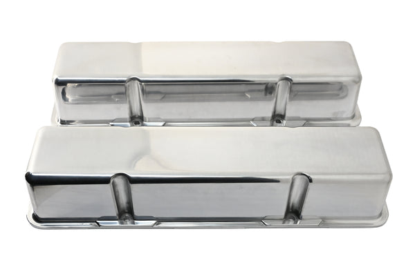 Polished Aluminum Tall Valve Covers – Fits 1958–86 Chevy SB 283–400 -Smooth, No Holes –