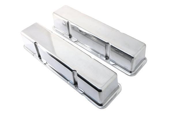 Polished Aluminum Tall Valve Covers – Fits 1958–86 Chevy SB 283–400 -Smooth, No Holes –