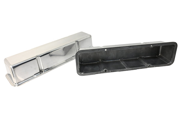 Polished Aluminum Tall Valve Covers – Fits 1958–86 Chevy SB 283–400 -Smooth, No Holes –