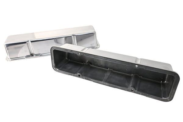 Polished Aluminum Tall Valve Covers – Fits 1958–86 Chevy SB 283–400 -Smooth, No Holes –