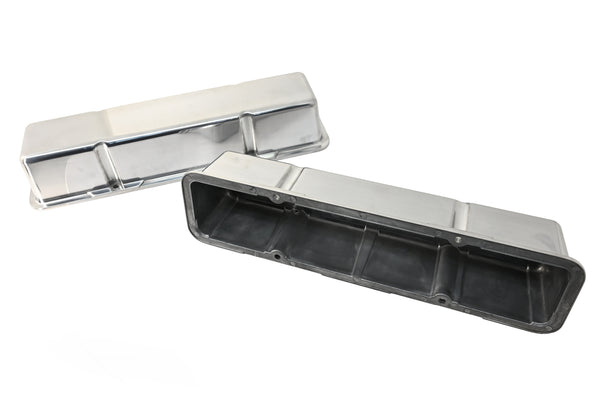 Polished Aluminum Tall Valve Covers – Fits 1958–86 Chevy SB 283–400 -Smooth, No Holes –