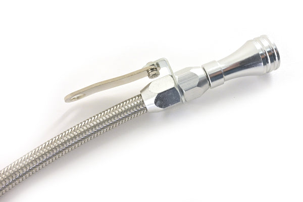 CFR PERFORMANCE STAINLESS BRAIDED CHRYSLER HEMI 5.7L, 6.1L, 6.4L CENTER SUMP PAN FLEXIBLE DIPSTICK - NATURAL