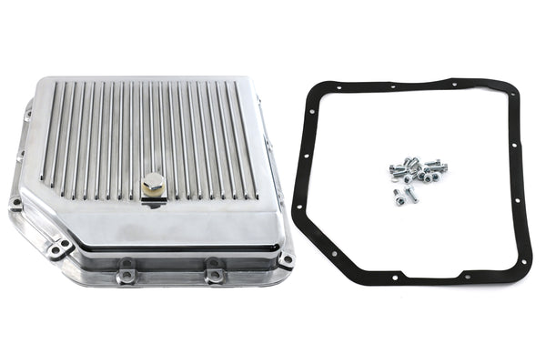 CHEVY-GM TURBO TH-350 ALUMINUM TRANSMISSION PAN KIT DEEP FINNED - CHROME