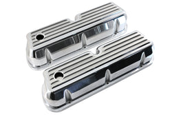 1962-85 FORD SMALL BLOCK 289-302-351W-5.0L TALL CHROME ALUMINUM VALVE COVERS - FULL FINNED