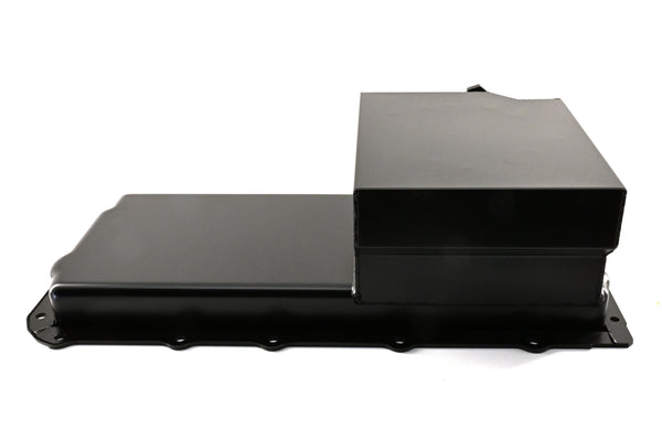 Steel Swap Oil Pan Fits Chevy GM LS Engines – 7 Quart – Rear Sump – Removable Diamond-Shaped Baffle – Filter Adapter Included – Black