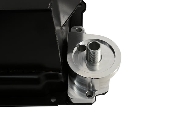 Steel Swap Oil Pan Fits Chevy GM LS Engines – 7 Quart – Rear Sump – Removable Diamond-Shaped Baffle – Filter Adapter Included – Black
