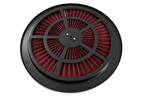 Cotton Universal-Top Flow Round Washable Air Cleaner Top– Red Filter with Black Ring