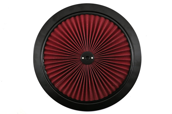 Cotton Universal-Top Flow Round Washable Air Cleaner Top– Red Filter with Black Ring