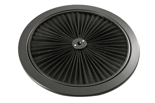 Cotton Universal Top-Flow Round Washable Air Cleaner Top – Black Filter with Black Ring