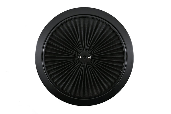 Cotton Universal Top-Flow Round Washable Air Cleaner Top – Black Filter with Black Ring