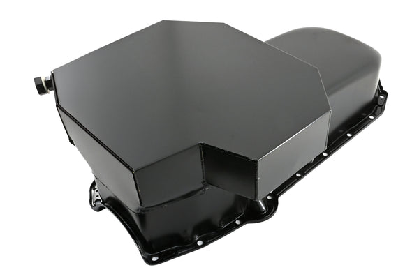 STEEL 1958-1979 CHEVY SB 283-427 ROAD RACING OIL PAN W- WINDAGE TRAY - BLACK