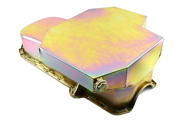 Steel Oil Pan – Fits 1980–1985 Chevy SB 305–427 – Road Racing w/ Windage Tray – Zinc