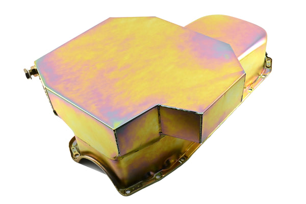 Steel Oil Pan – Fits 1980–1985 Chevy SB 305–427 – Road Racing w/ Windage Tray – Zinc