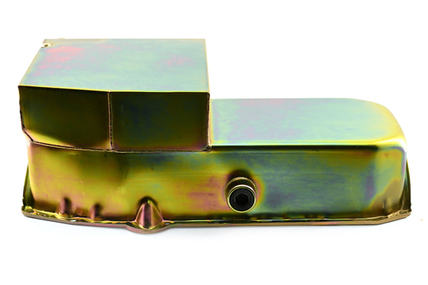 Steel Oil Pan – Fits 1958–1979 Chevy SB 283–400 – Champion Racing – IMCA Circle Track – Zinc