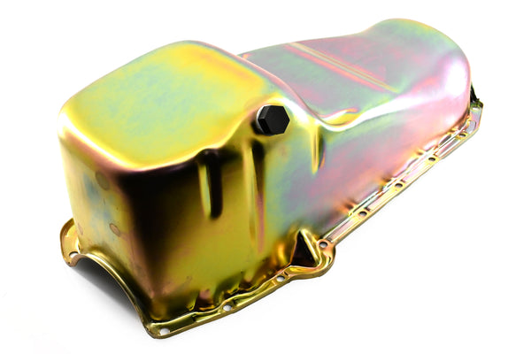 NHRA Approved Steel Oil Pan – Fits 1958–1979 Chevy SB 283–350 – Racing & Reinforced Rails – IMCA Circle Track – Zinc