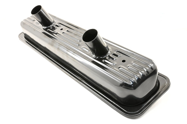 STEEL 1987-2000 CHEVY SB 5.0L 305 5.7L 350 CIRCLE TRACK RACING CENTER BOLT VALVE COVERS - BLACK