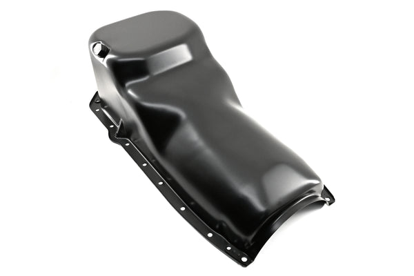 Black Steel Oil Pan for 1964-1980 Oldsmobile 330, 350, 400, 425, 455 Engines – Stock Capacity, Rear Sump Design