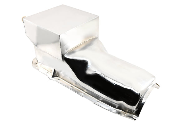 PartsKing Chrome Oil Pan For Oldsmobile 330, 350, 455 Engines - Direct Replacement With Drain Plug, Steel