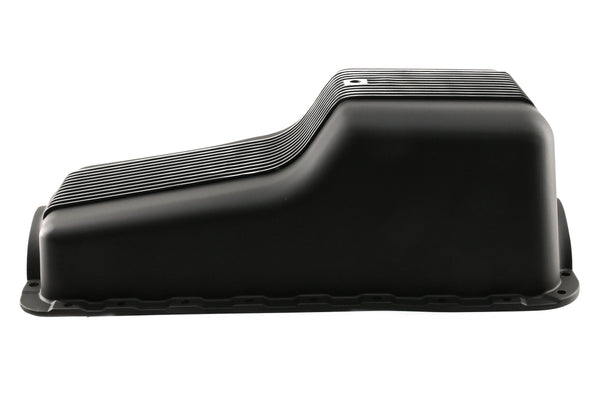 ALUMINUM FORD SB 65-87 260-289-302 OIL PAN POLISHED RETRO FINNED - BLACK