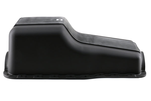 ALUMINUM FORD SB 65-87 260-289-302 OIL PAN POLISHED RETRO FINNED - BLACK