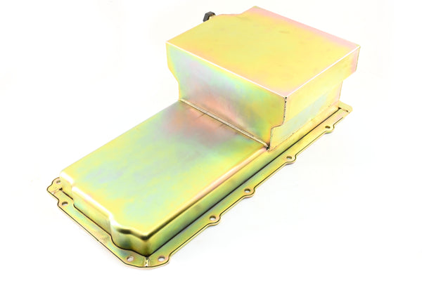 STEEL 1965-72 CHEVY GM LS ENGINES OIL PAN 7 QT AN -10 FITTING - ZINC