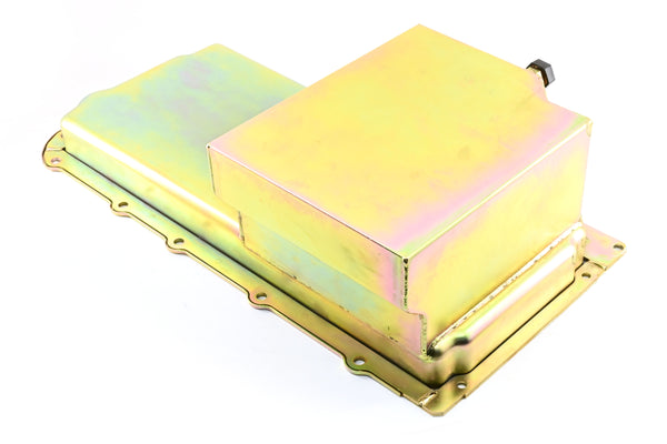 STEEL 1965-72 CHEVY GM LS ENGINES OIL PAN 7 QT AN -10 FITTING - ZINC