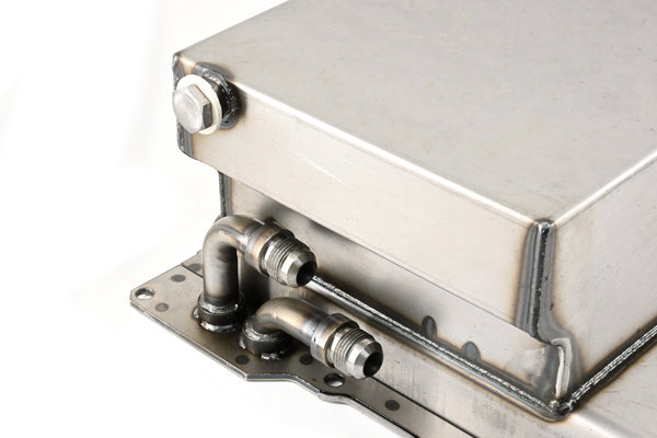 STEEL CHEVY GM LS ENGINES OIL PAN 7 QT 90 DEGREE FITTING - RAW