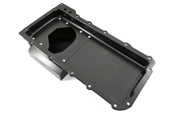 STEEL CHEVY GM LS ENGINES OIL PAN 7 QT 90 DEGREE FITTING - BLACK