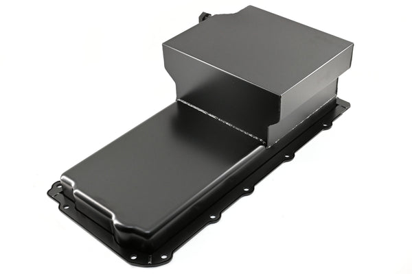 STEEL CHEVY GM LS ENGINES OIL PAN 7 QT 90 DEGREE FITTING - BLACK