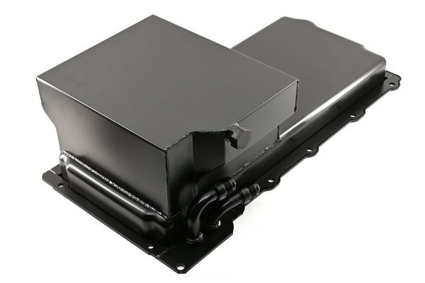 STEEL CHEVY GM LS ENGINES OIL PAN 7 QT 90 DEGREE FITTING - BLACK