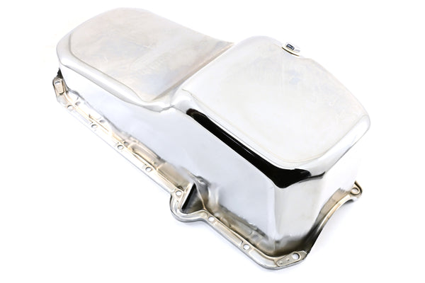 1980-85 CHEVY SMALL BLOCK 267-283-305-327-350 STOCK CAPACITY OIL PAN - CHROME