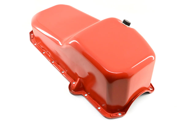 1980-85 CHEVY SMALL BLOCK 267-283-305-327-350 STOCK CAPACITY OIL PAN - ORANGE