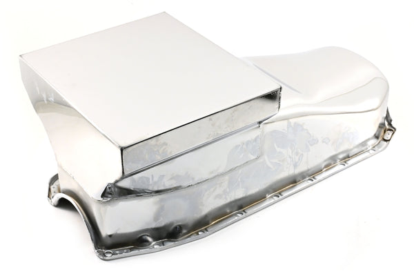 1980-85 CHEVY SMALL BLOCK 283-305-327-350-400 DRAG RACING OIL PAN - CHROME