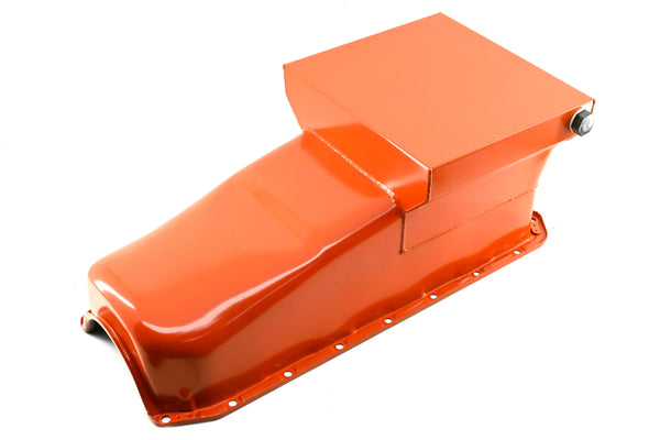 1958-79 CHEVY SMALL BLOCK 283-305-327-350-400 DRAG RACING OIL PAN - ORANGE