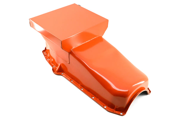 1958-79 CHEVY SMALL BLOCK 283-305-327-350-400 DRAG RACING OIL PAN - ORANGE