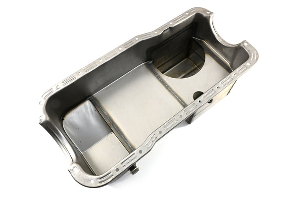 1979–93 Ford Mustang 302 / 5.0L – OEM Replacement Steel Racing Oil Pan – 7 Qt Capacity – Raw Steel Finish